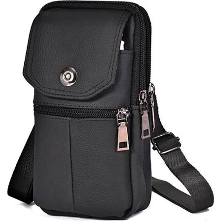 Pystymallinen vyölaukku olkahihnalla - 19*11.5*6cm - Musta