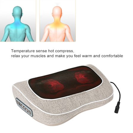 Multifunksjonell Nakke- og Skuldermassasjepute for Cervikalvirvelen, Elektrisk Massasjepute (EU-kontakt)