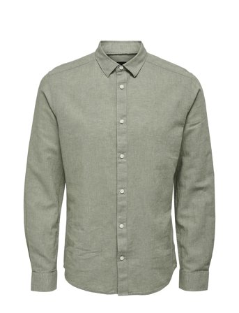 Onscaiden Life Ls Solid Linen Shirt Noos Green ONLY & SONS