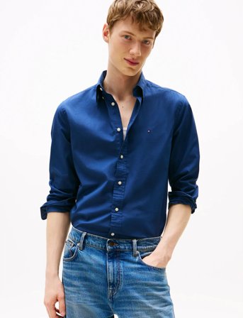 Tommy Hilfiger Flex Poplin Solid Rf Shirt - Blue - S