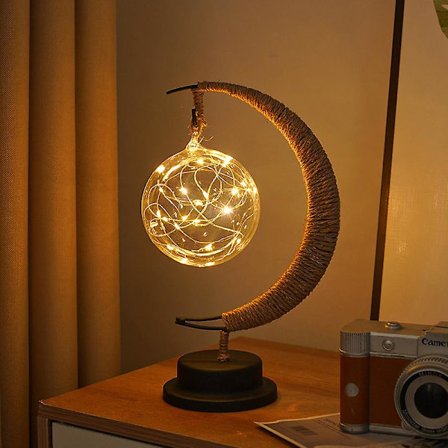 Led Nattljus Star Moon Ball Glas Hampa Rep Skrivbordslampa Heminredning (boll)