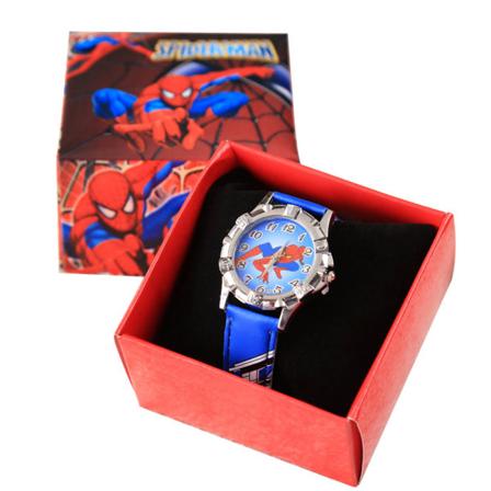 Barn Spider-Man Piirretty Nahkaremmi Mekaniikka Kellon Lahja Kuninkaallinen Sininen Royal Blue