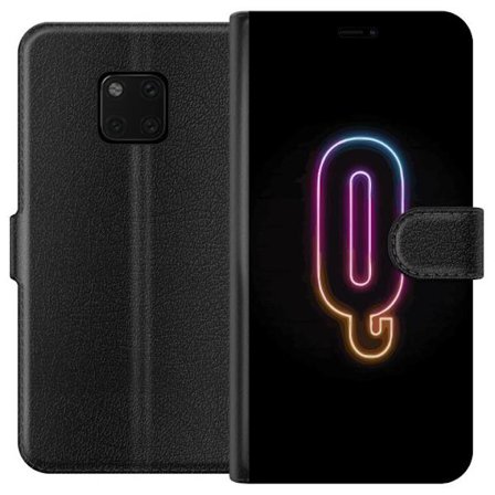 Yhteensopiva Lompakkokotelo Huawei Huawei Mate 20 Pro Minimalistinen neonkirjain Q kirkkaissa väreissä tummaa taustaa vasten
