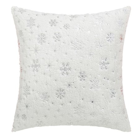 Mjuk och söt dekorativ kuddfodral med snöflinga glittertryck, lämplig för juldekoration soffa stol soffa, elfenben, 45*45cm