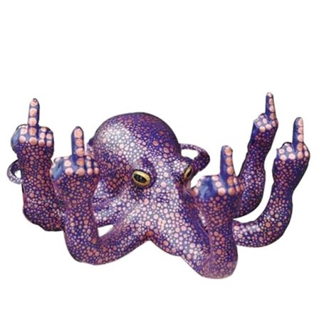 Middelfinger blæksprutte statue harpiks ornament til have indendørs udendørs