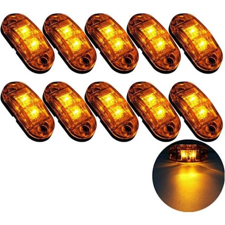 10X 2 LED Sidomarkeringsljus 12/24V LED Positionsljus Släpvagn Sidolampa Varningsljus Gul Ljus för Lastbil Husbil Husvagn,de