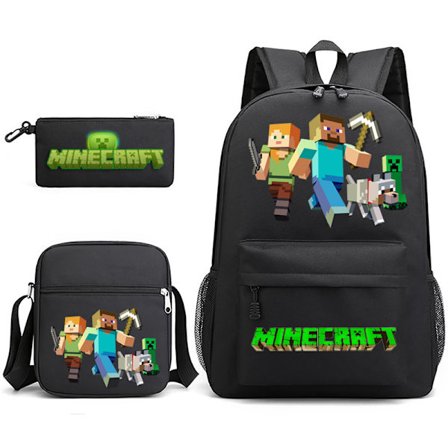 Minecraft 3-osainen reppusetti Mochila Lasten Laukut Tilavuudella-1