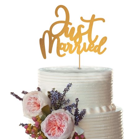 Tårtdekoration Just Married Guld