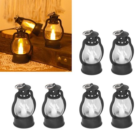 6 st Elektriska Lyktor Vintage Lampa Batteridriven Lampa Heminredning för Fest Svart