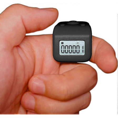 Oppladbar fingerteller, IPX8 vanntett rundeteller, stille 6-kanals digital Tasbih-teller med LED for bønn, svømming, strikking, gave