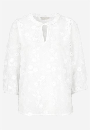 Freequent - Vevet bluse med broderi i offwhite for damer i størrelse S (38) - Cellbes