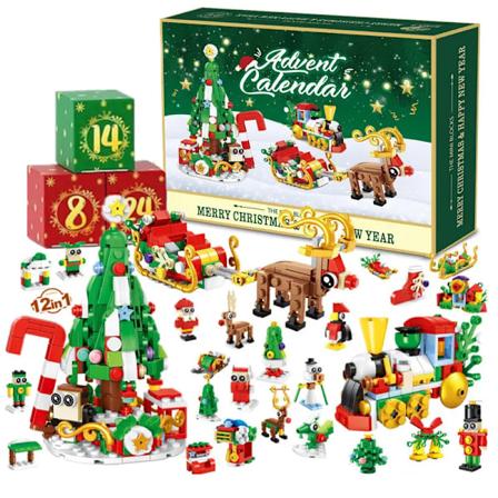 Adventskalender 2024 Julbyggeuppsättning 24 Dagar Julnedräkningskalender för Vuxna Byggklossar Kit Perfekta Julgåvor