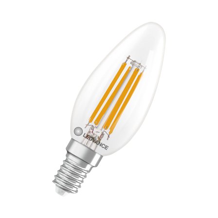LEDVANCE Performance LED-lampe 3,4 W, 470 lm, 2700 K, E14, dimbar Klart glass, Belysning