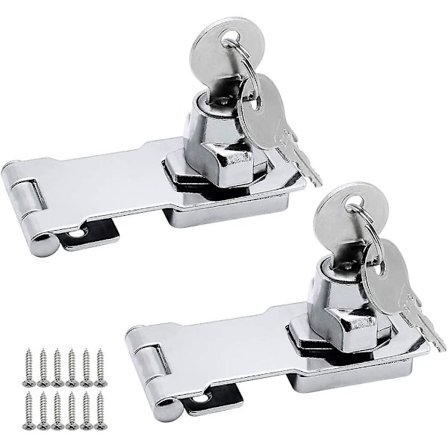 2 Par Zinc-legering Låsebeslag 80mm Dørbeslag Lås Med Hengelås Og Nøkkel Låsebeslag For Møbler