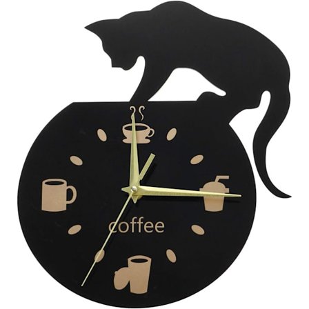 Ur katte-ur Kitty Clocks Den originale kaffe sorte kat-lydløse C