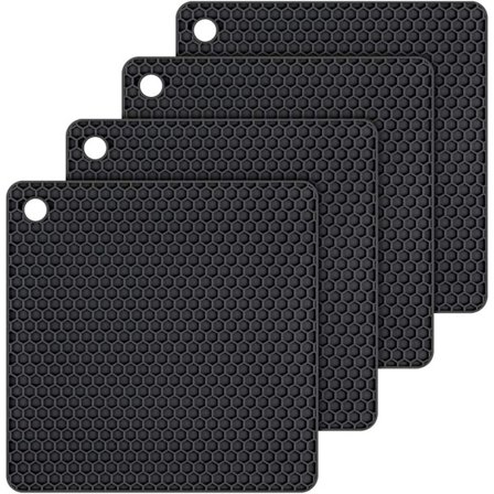 Silikoniset kolmijalkaeristystyynyt - Eristystyynyt tukevat liukumattomat lasinaluset lämmönkestävät tyynyt (musta) 4 kpl