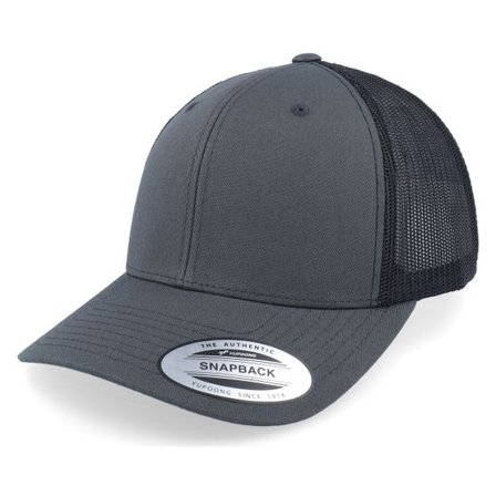 Yupoong - Grå trucker Keps - 6-Panel Classic 2-Tone Charcoal/Black Trucker @ Hatstore