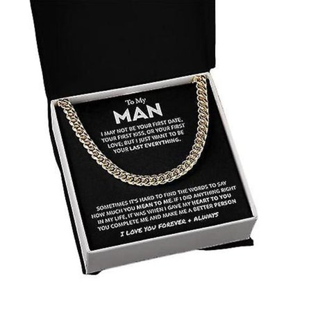 Til Min Mann Ektemann Kjæreste Rustfritt Stål Kubansk Kjede Halskjede For Ham, Romantiske Bursdagsgaver Til Ham, Beste Smykker For Menn, Smykker For (