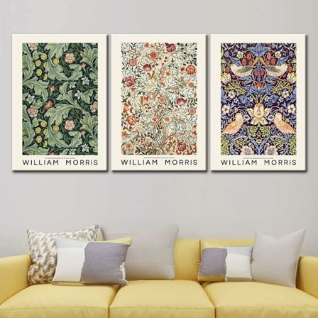 Vintage kunsttryk sæt med 3 abstrakte blomster til vægdekoration (ramme ikke inkluderet) 30x40cm Farve