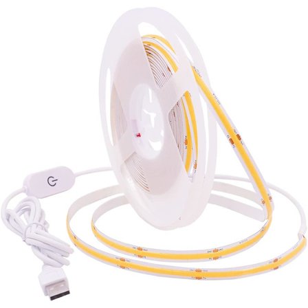 Dimbar COB LED-ljusslinga med vit dimmer, 5V USB flexibel ljusremsa, självhäftande tejp (kallvitt) 1 meter_MGF