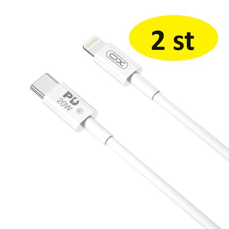 2 st 1 m XO-kabel NB-Q189A PD USB-C - Lightning 20W vit