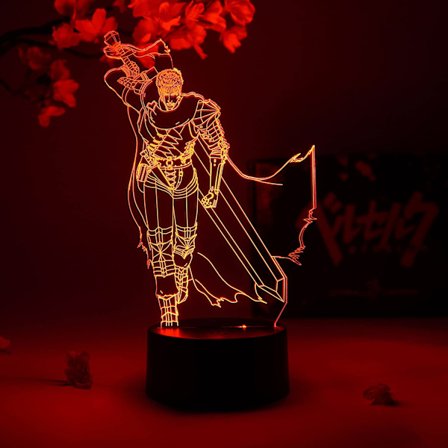Guts Otaku Lampe – Berserk – Anime Lampe Figur Natlys, 16 Farver RGB LED – Fjernbetjening, 3D Anime Værelsesindretning Gave til Otaku