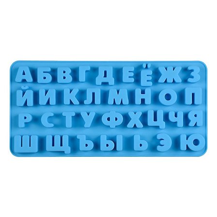 Bageform i silikone med russiske bogstaver til chokolade, slik og kiks
