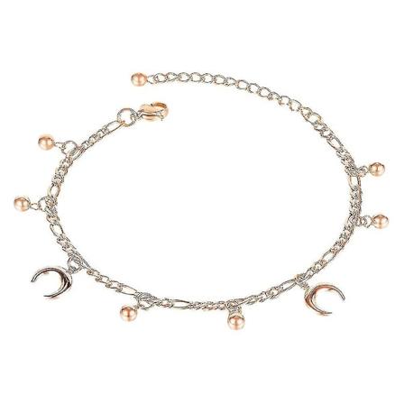 1 stk Perle Måne Ankelkæde Delikat Dame Fodkæde All-match Fodkæde Titan Stål Ankelkæde Stilfuld Ankelkæde