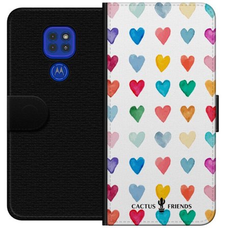 Yhteensopiva Lompakkokotelo Motorola Motorola Moto G9 Play Cactus and Friends - Watercolor Love Grid