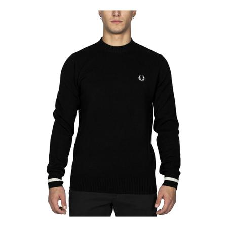 Fred Perry, Round-neck Knitwear Zwart, Heren, Maat:M