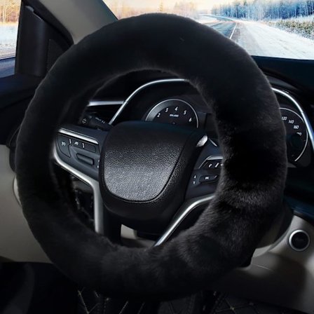 1kpl Pehmeät Ohjauspyörän Päälliset, Pehmeä Karvainen Auton Liukueste Muhkea Ohjauspyörän Päällinen Lämmin Villa Universaali 38cm Talvi (musta)