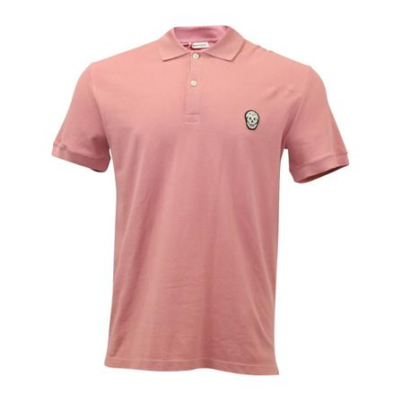 Alexander McQueen Classic Skull Short Sleeve Polo Shirt in Cotton Pink, Herre