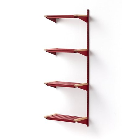 Skoreol JEPPE, 4 hylder, påbygningssektion, rød/birk, 1790x600x300 mm