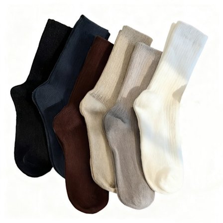 Satunnaiset parit; Koko: Yksi koko - 6 paria naisten puolipitkiä sukkia, japanilaistyyliset, monipuoliset ja yksiväriset, mukavat ja lämpimät syksyyn 