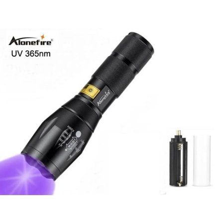 RU-Led UV 365nm ficklampa 10W T6 led + Zoom Svart