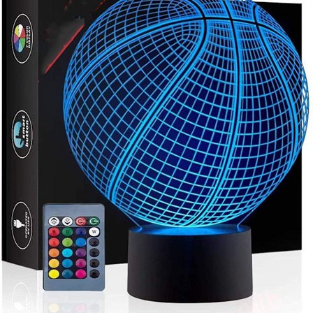 Koripallo 3D illuusio syntymäpäivälahja lamppu, 16 väriä vaihtava KLB