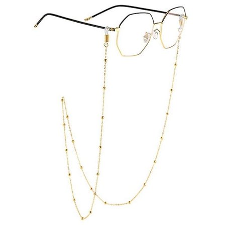 Kultapinnoitettu ketju silmälaseille, aurinkolaseille, hihnanpidike, lukulasit, silmälasit eivät sisälly