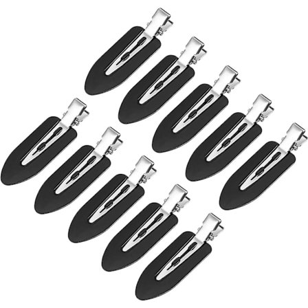 10 stk. Sminke Hårklemme Ingen Knekke Hårklemme Ingen Bøy Hårklemmer Curl Pin Klemmer for Lugg Finger Applikasjon Frisør Hårnåler for Hår (Svart)