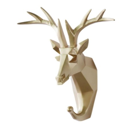 Harpiks Dyrehoved Krog Hanger Rack Holder Vægmontering Hjem Værelse Dekoration Frakke Hat Nøgle Krog Guld (Gylden Hjort)