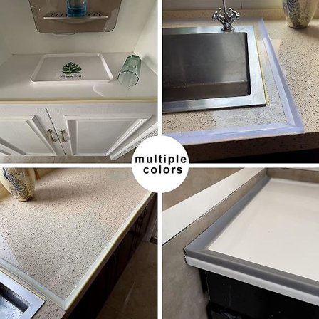 Vannbeskytter, silikon gummikjøkken sprutbeskytter, hjørne demning vannbeholdende stripe, selvklebende tetningslist kantlist