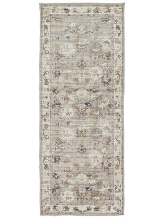 Vintage Flores Lavable Pequeño Olina Oriental Alfombra - Beige 80X200 En Estilo Clásico