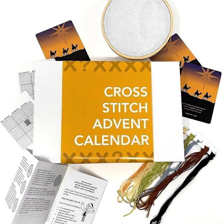 2023 Julekrydssting Adventskalender, 24 dages nedtællingskalender til jul, broderikit, sy-adventskalendergave til piger, kvinder, begyndere