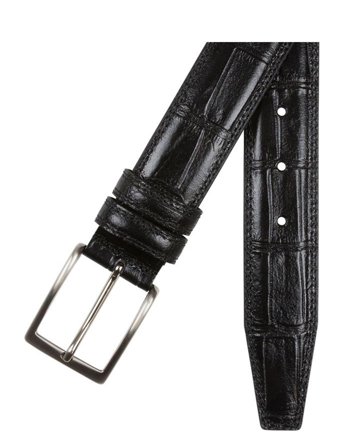 Portia 1924 Croco Leather Belt - Black - 115 cm