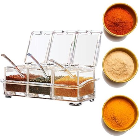 3 st Akryl Kryddburk Kökskryddburkar med lock och sked Genomskinliga flaskor Salt Kryddburk Kökskryddburk för socker Salt Peppar Kryddor