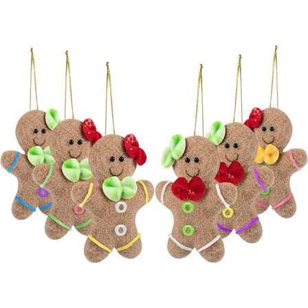 6 kpl joulukuusen koristeita pehmo piparkakkumies koriste