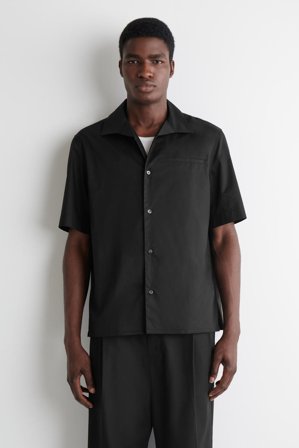 COS Men's Pima Cotton Resort Shirt in Black
