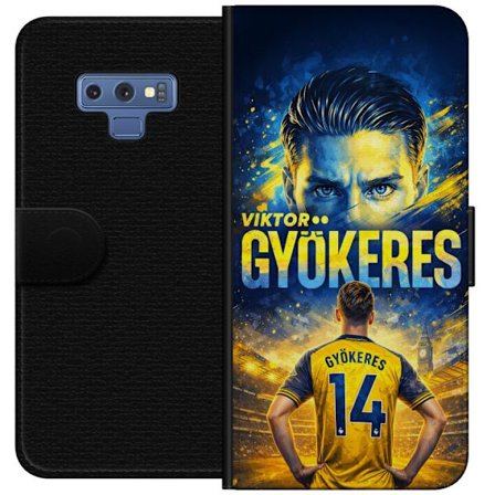 Kompatibelt Lommeboketui til Samsung Samsung Galaxy Note9 Viktor Gyökeres fotballplakat i gult og blått med dramatisk stadionbakgrunn, sportillustra