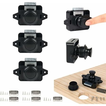 5PSC tryckknapps lås, nyckellösa dörrlås för husbil, yacht, båt, skåpdörrhandtag lås pop up dörrlås, nickel