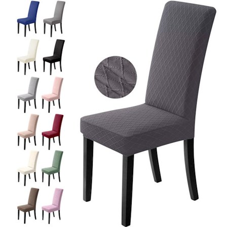 Stoltrekksett med 2 stk. Stretch stoltrekk Spisestuestoltrekk Universal elastiske trekk Vaskbare avtagbare (2 stk., mørkegrå)