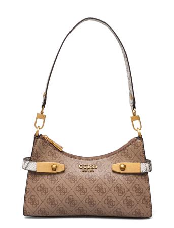 Zadie Logo Top Zip Shldr Bag Brown GUESS